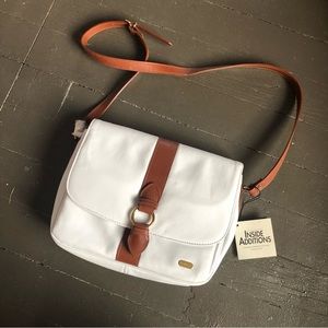 Liz Claiborne White Crossbody with Brown Strap Accent